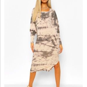 NWOT Rib Tie Dye Square Neck Midi Dress